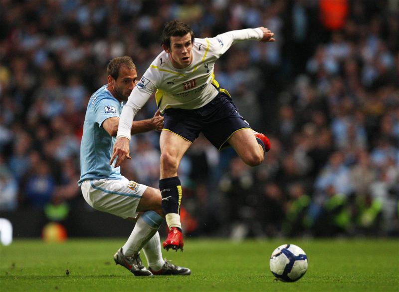 Gareth Bale in action against Manchester City, May 2010