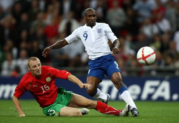 Three goals for Jermain Defoe of Tottenham Hotspur for England against Bulgaria, September 2010
