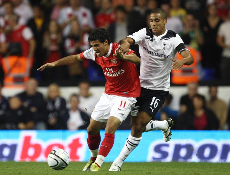 Kyle Naughton in action for Tottenham Hotspur against Arsenal