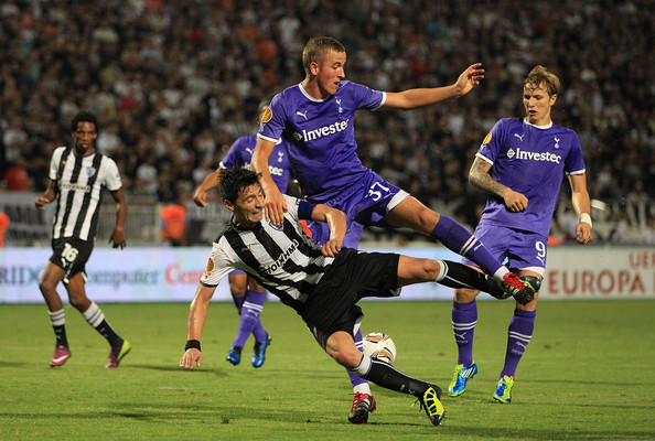 Harry Kane in action for Tottenham Hotspur against PAOK