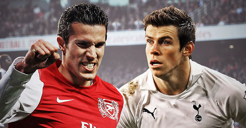 Arsenal's Robin van Persie & Tottenham Hotspur's Gareth Bale