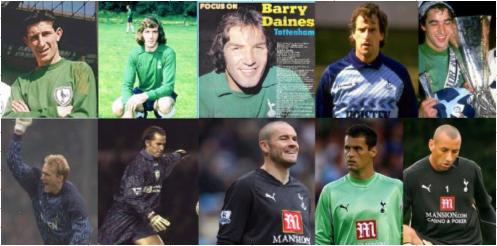 Bill Brown, Pat Jennings, Barry Daines, Ray Clemence, Tony Parks, Erik Thorsvelt, Ian Walker, Paul Robinson, Radek Cerny & Heurelho Gomes