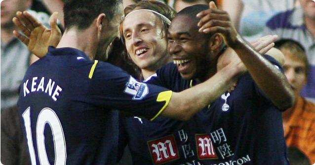 Wilson Palacios celebrates his goal for Spurs against Hull City