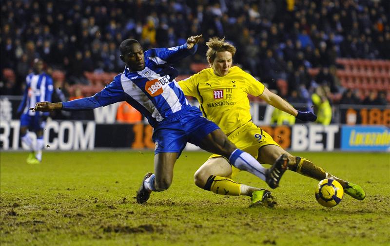 Roman Pavlyuchenko scored twice for Spurs away to Wigan Athletic, February 2010