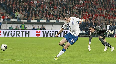 Adam Johnson scores for England against Switzerland
