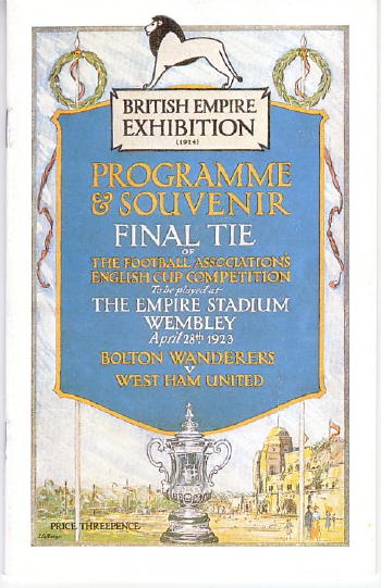 1923 FA Cup Final Programme - Bolton Wanderers v West Ham United