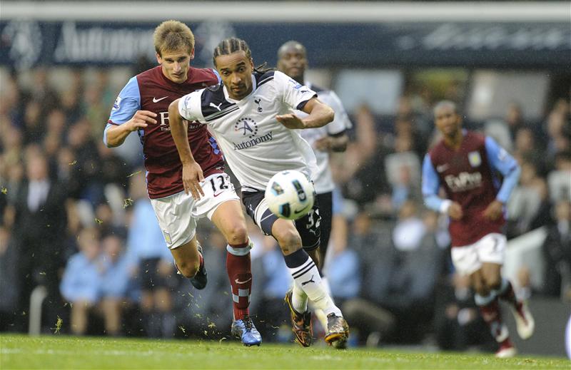 Benoit Assou-Ekotto in action for Spurs against Aston Villa, October 2010