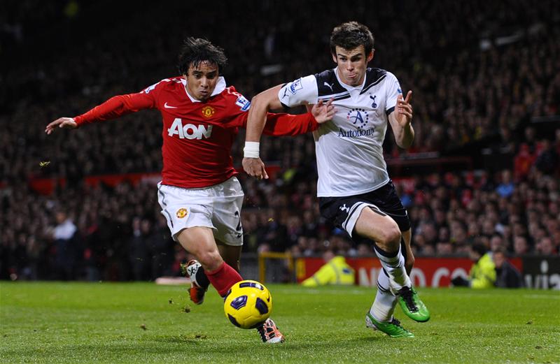 Gareth Bale of Tottenham Hotspur in action against Manchester United, October 2010