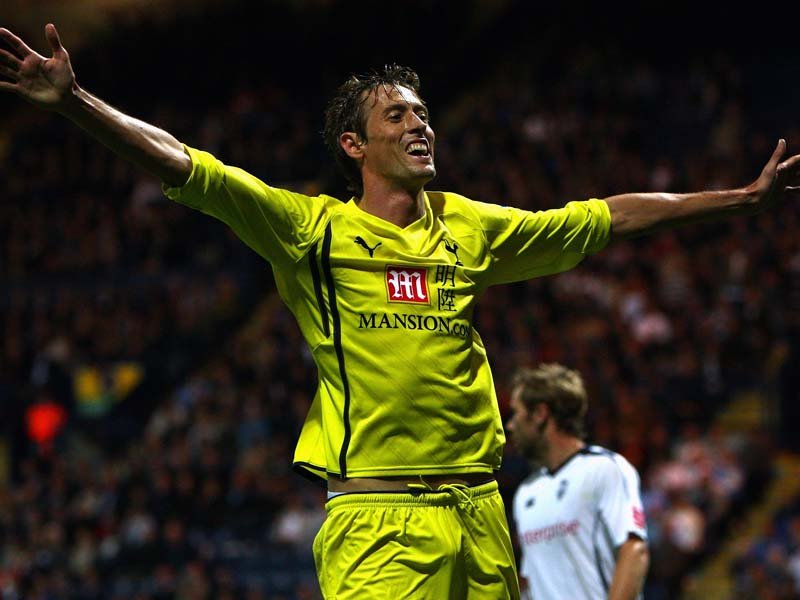 Tottenham's Peter Crouch celebrates his hat-trick against Preston North End