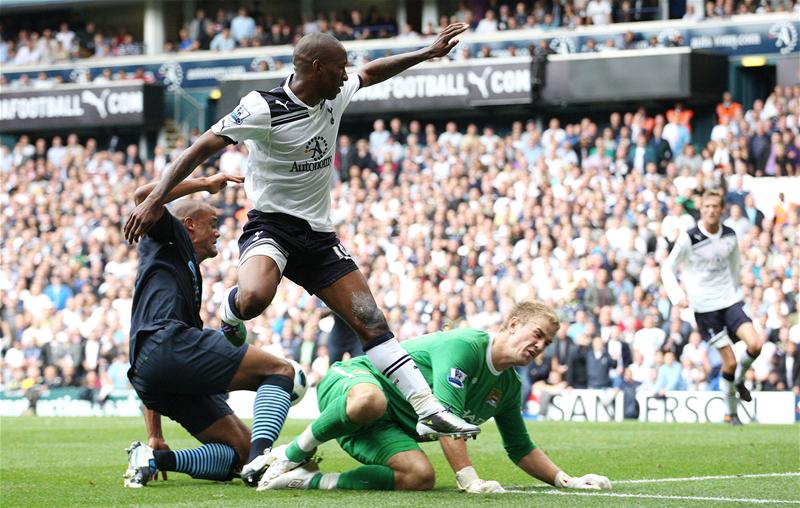 Jermain Defoe in action for Tottenham Hotspur against Manchester City, August 2010