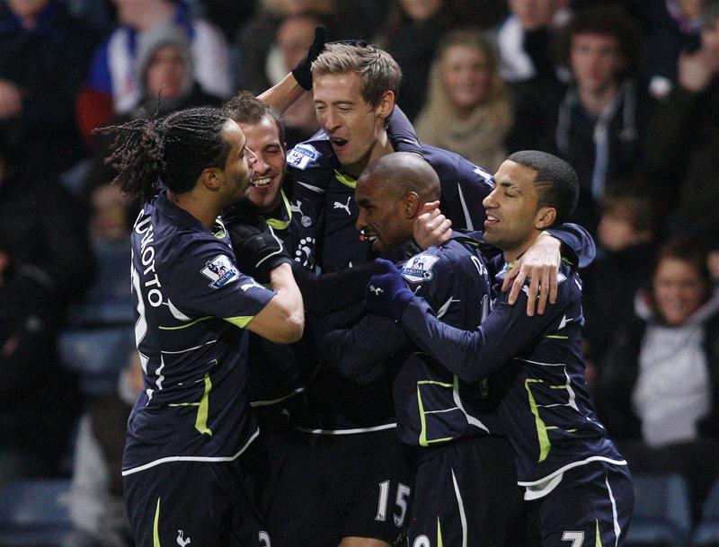 Benoit Assou-Ekotto, Rafael van der Vaart, Peter Crouch, Jermain Defoe & Aaron Lennon, Tottenham Hotspur at Blackburn Rovers, February 2011