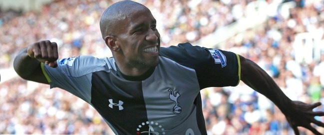 Jermain Defoe celebrates his second goal against Reading, September 2012