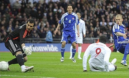 Action from England 4-0 Slovakia, March 2009