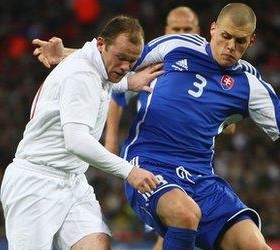 Action from England 4-0 Slovakia, March 2009