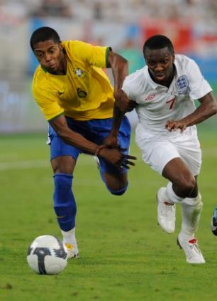 Shaun Wright-Philips in action for England v Brazil, November 2009